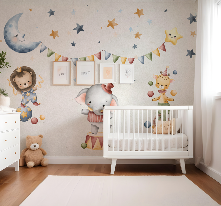Dreamy circus nursery mural - TenStickers