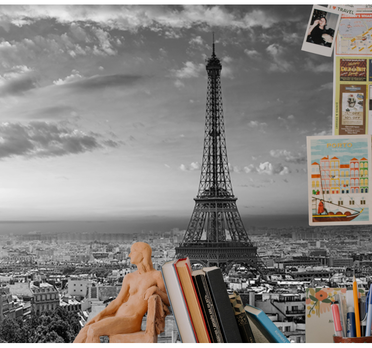 Eiffel tower black and white paris wall mural - TenStickers