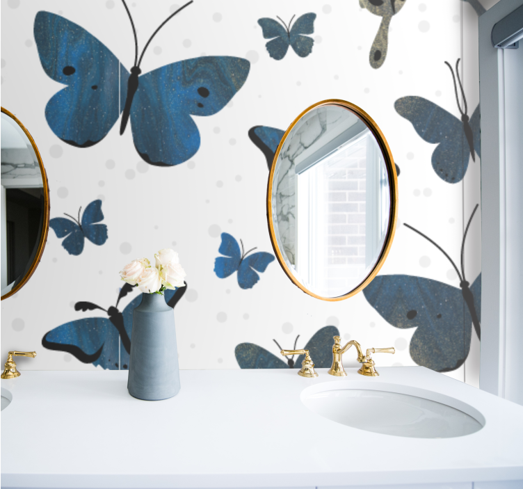 Elegant butterfly flying bathroom mural - TenStickers