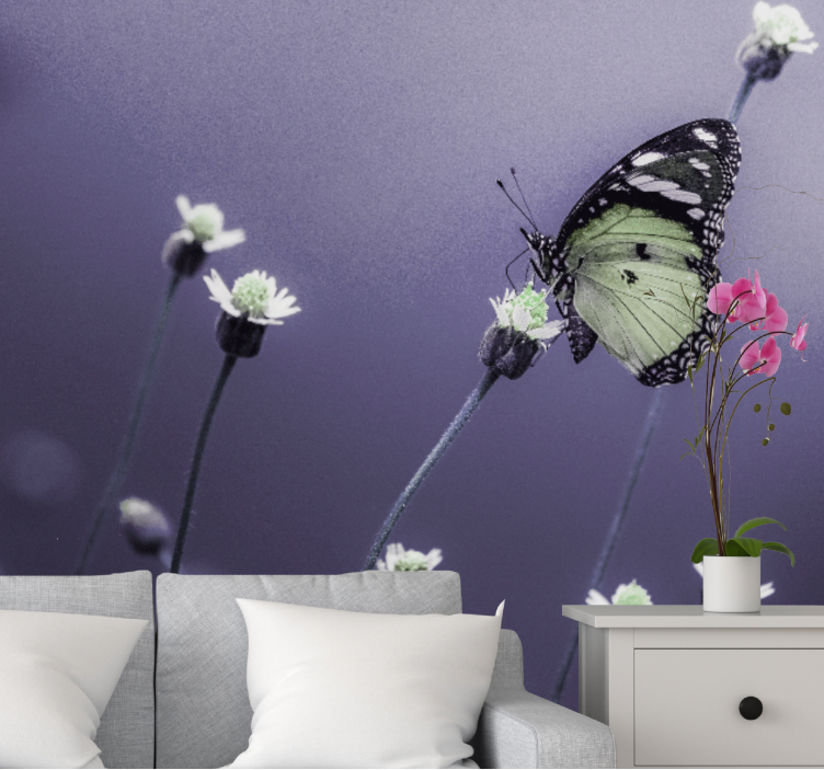 Elegant butterfly flower design  wall mural - TenStickers