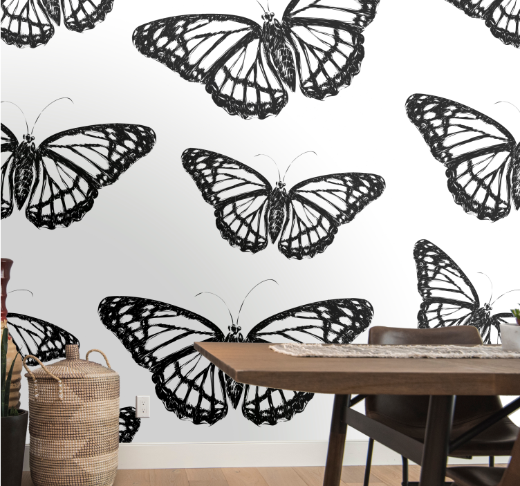 Elegant black butterflies animal wall mural - TenStickers