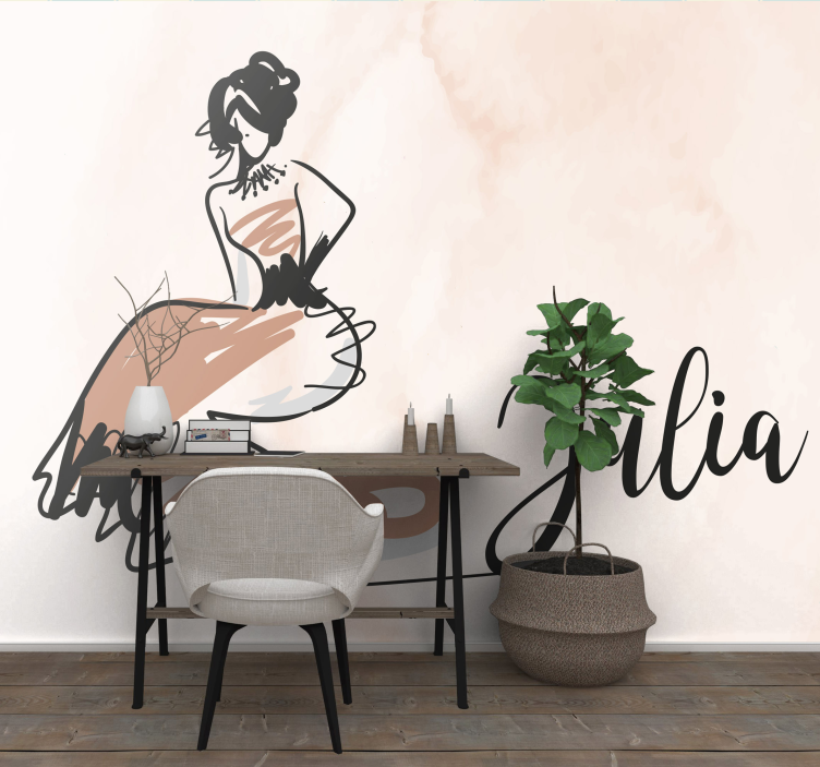 Elegant fashion sketch painting wall mural - TenStickers