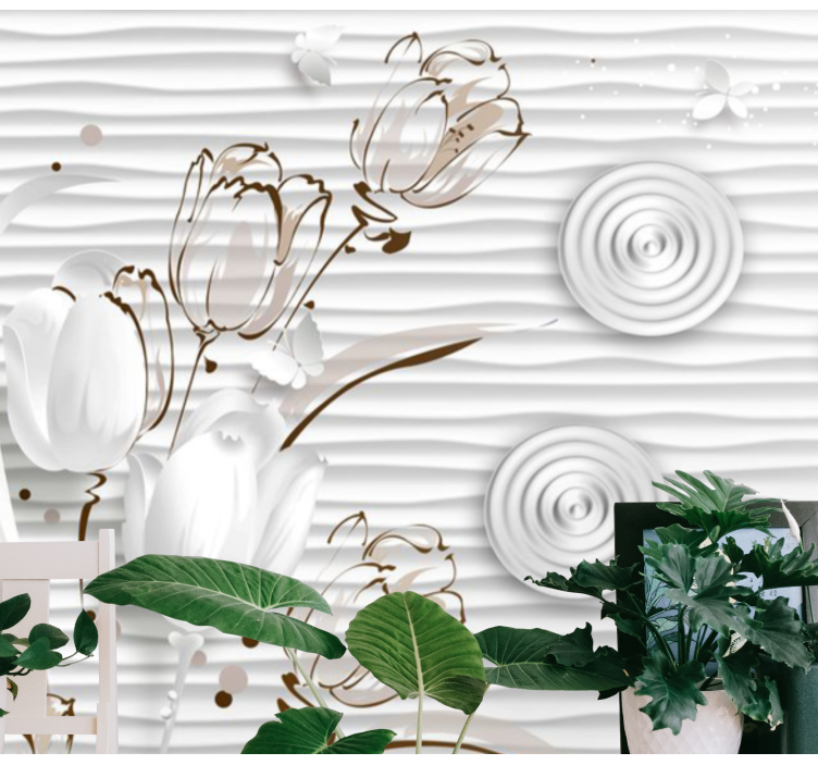 White elegant tulips flower mural - TenStickers
