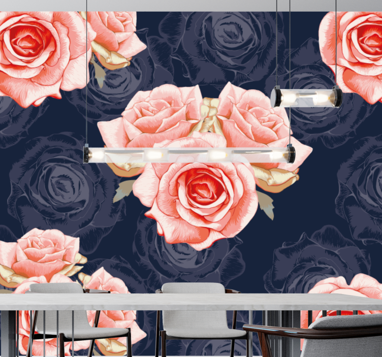 Elegant Pink Flowers rose mural - TenStickers