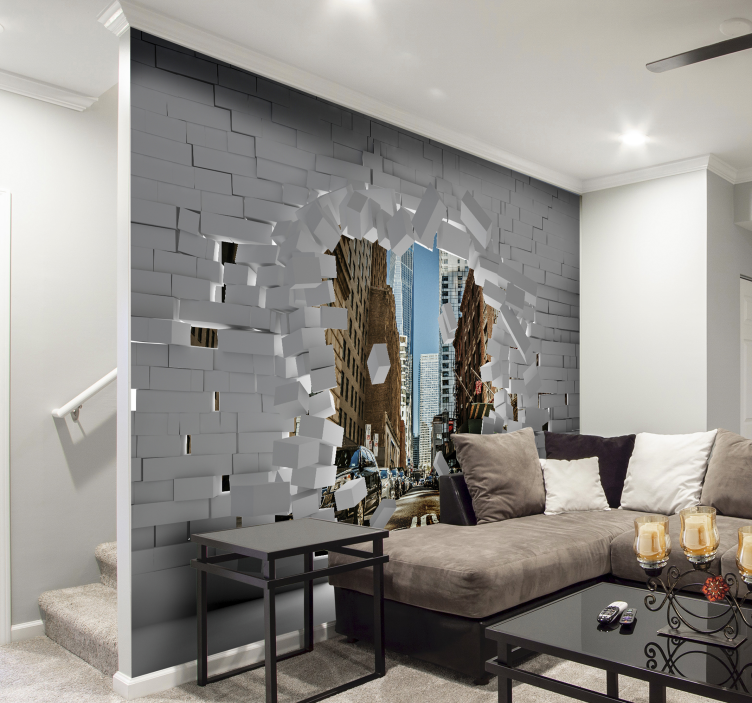Exploding Cityscape 3d wall mural - TenStickers