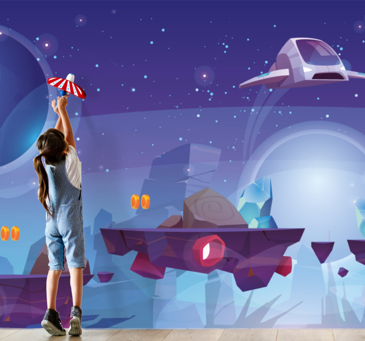 Fantasy wall mural space adventure scene - TenStickers