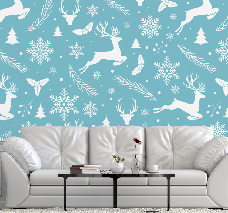 Festive Reindeer Scene christmas mural - TenStickers