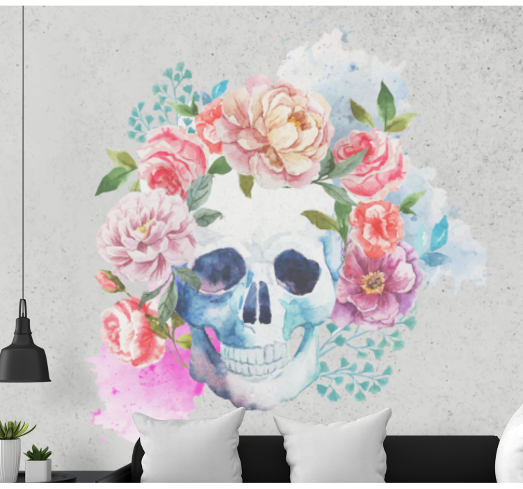 Floral Skull Art animal wall mural - TenStickers