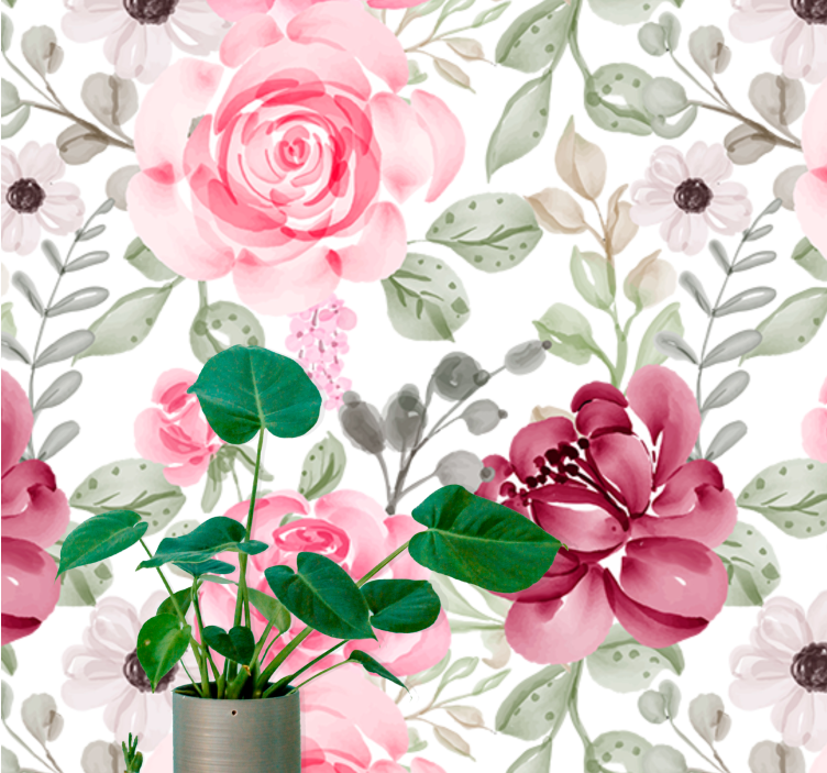 Flower mural blooming floral design - TenStickers