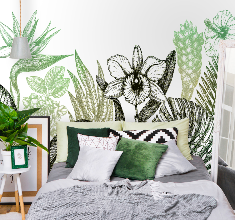 Flower mural botanical floral design - TenStickers