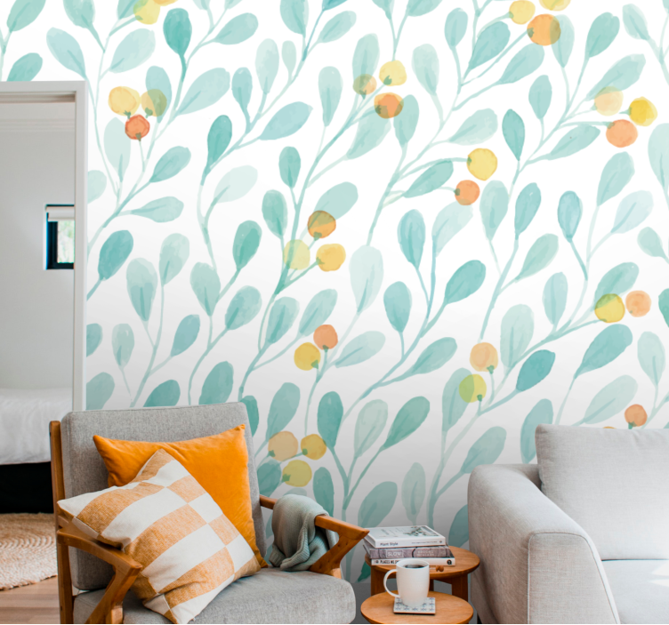Flower mural botanical leaf design - TenStickers