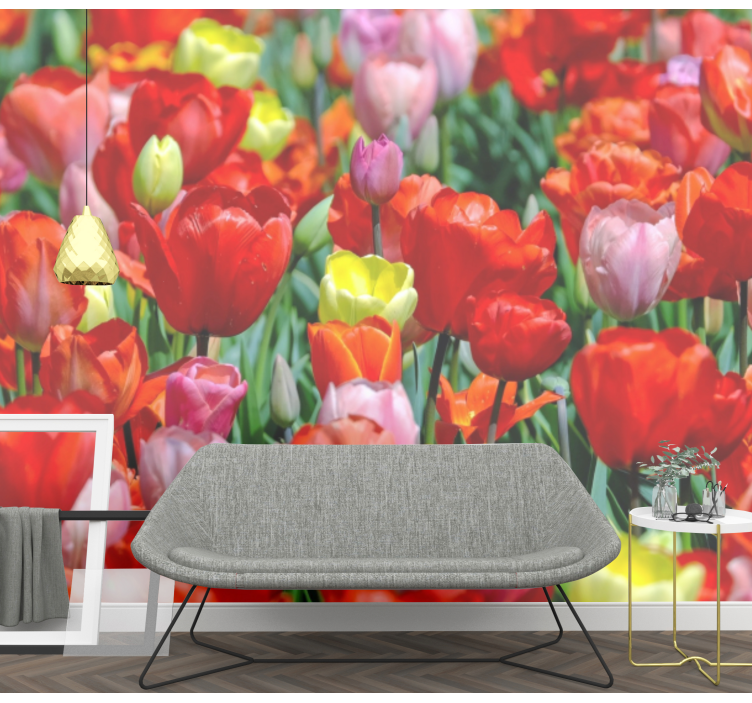 Flower mural colorful tulip meadow - TenStickers