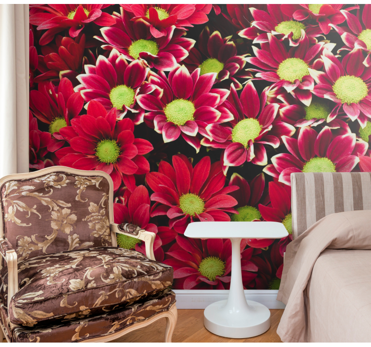 Flower mural crimson blossom arrangement - TenStickers