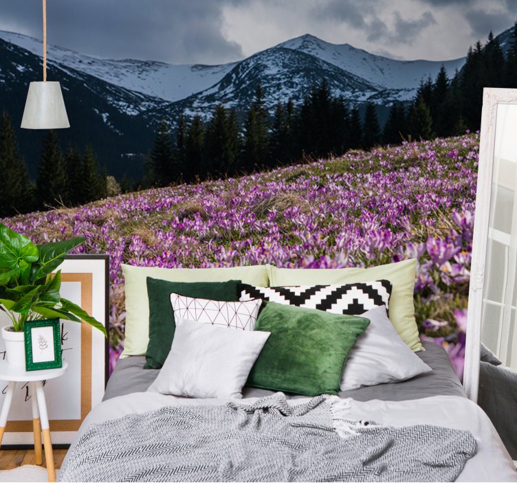 Flower mural crocus blossom field - TenStickers