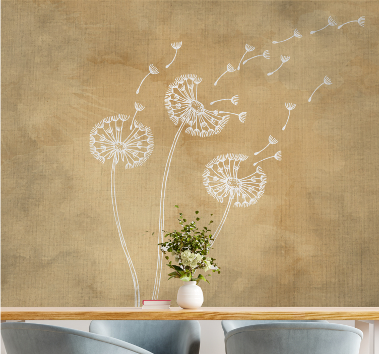 Flower mural dandelion seeds in the breeze - TenStickers