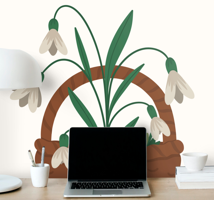 Flower mural delicate snowdrop blooms - TenStickers