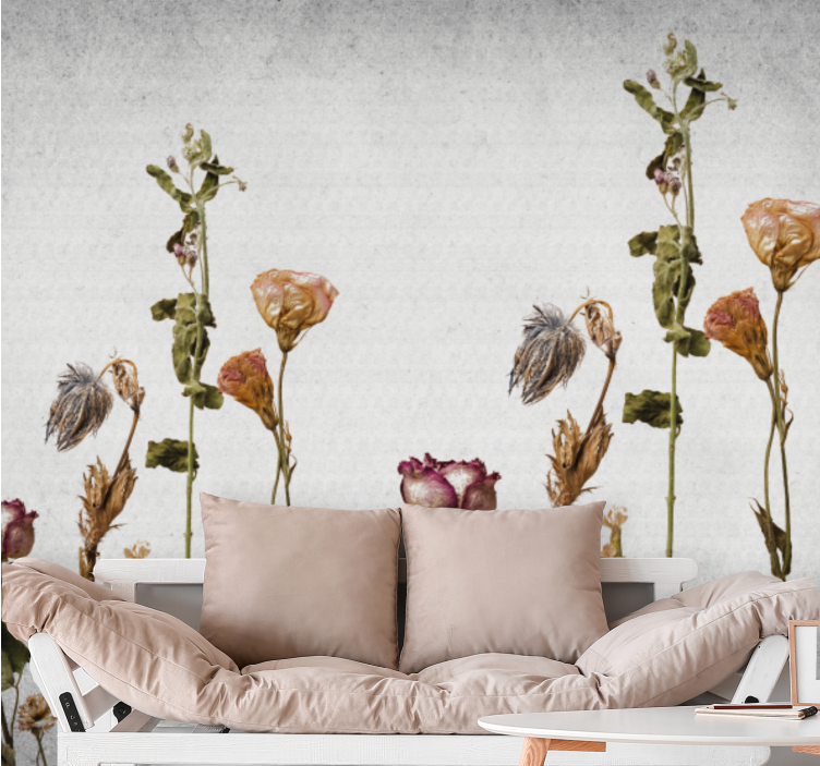 Flower mural dried floral design - TenStickers