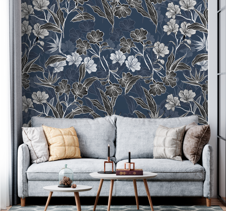 Flower mural elegant floral design - TenStickers