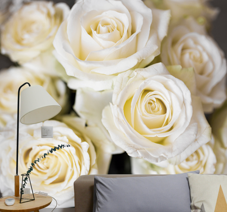 Flower mural elegant white roses - TenStickers