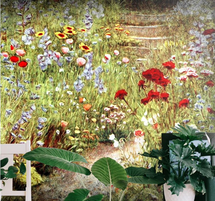 Flower mural flower pathway scene - TenStickers