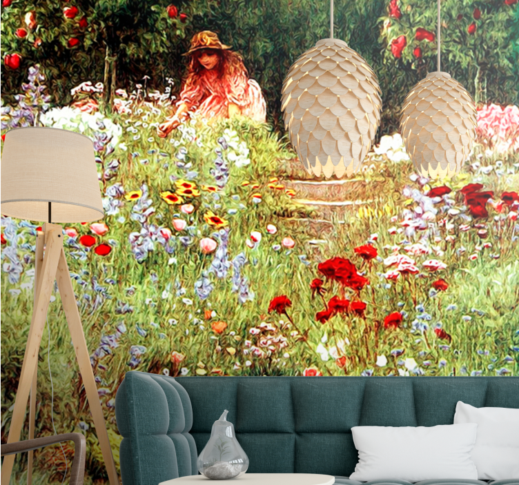 Flower mural garden pathway scene - TenStickers