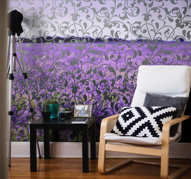 Flower mural lavender floral design - TenStickers
