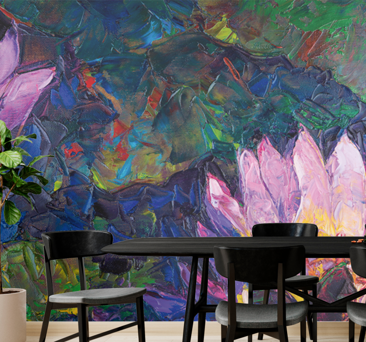 Flower mural lotus blossom abstract - TenStickers