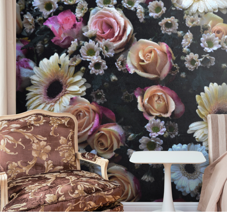 Flower mural roses and daisies design - TenStickers