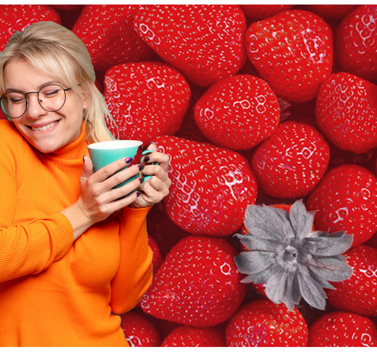 Flower mural strawberry and blossom - TenStickers