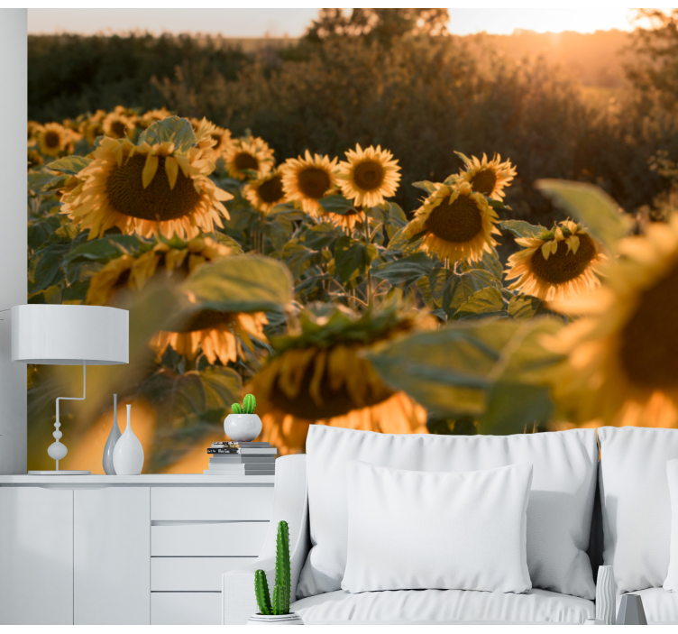 Flower mural sunflower field tranquility - TenStickers