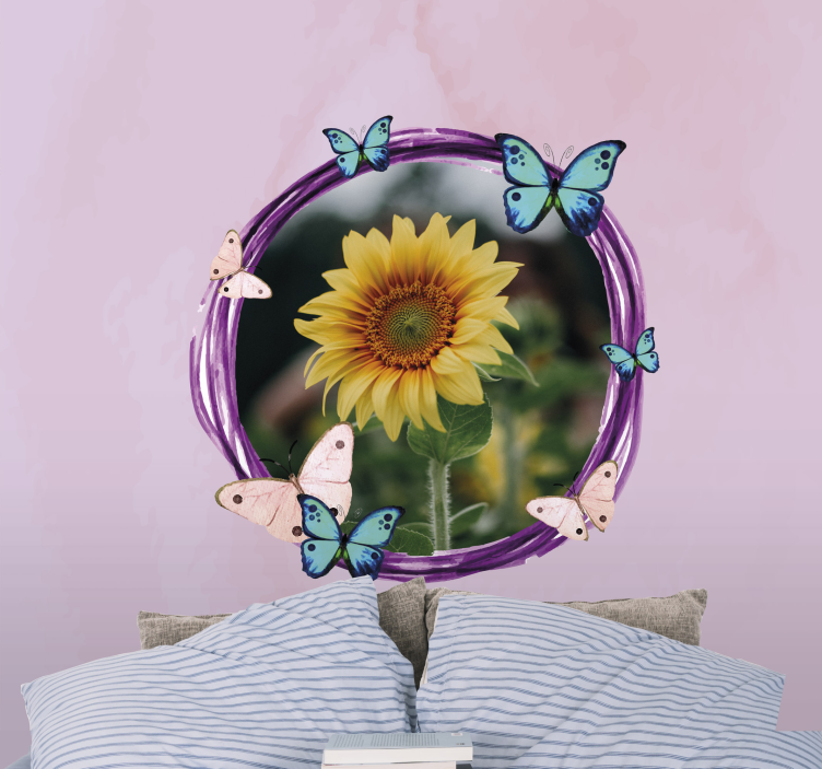 Flower mural sunflower with butterflies - TenStickers