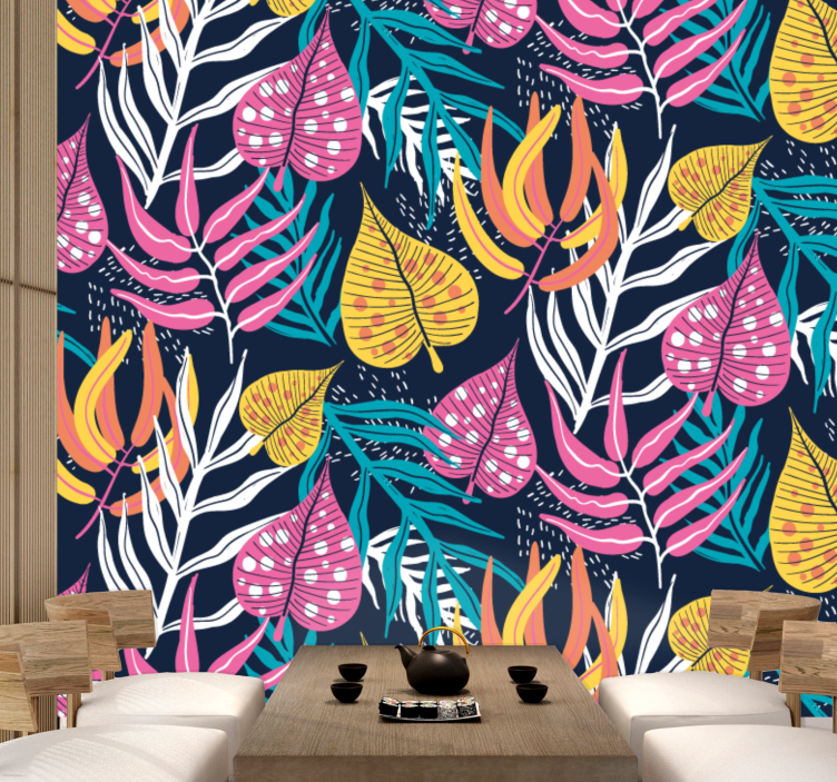 Flower mural tropical leaf design - TenStickers