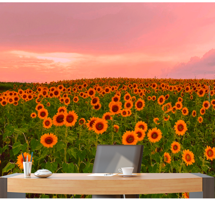 Flower mural vibrant sunflower field - TenStickers