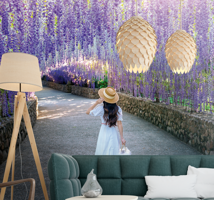 Flower mural wisteria blossom path - TenStickers