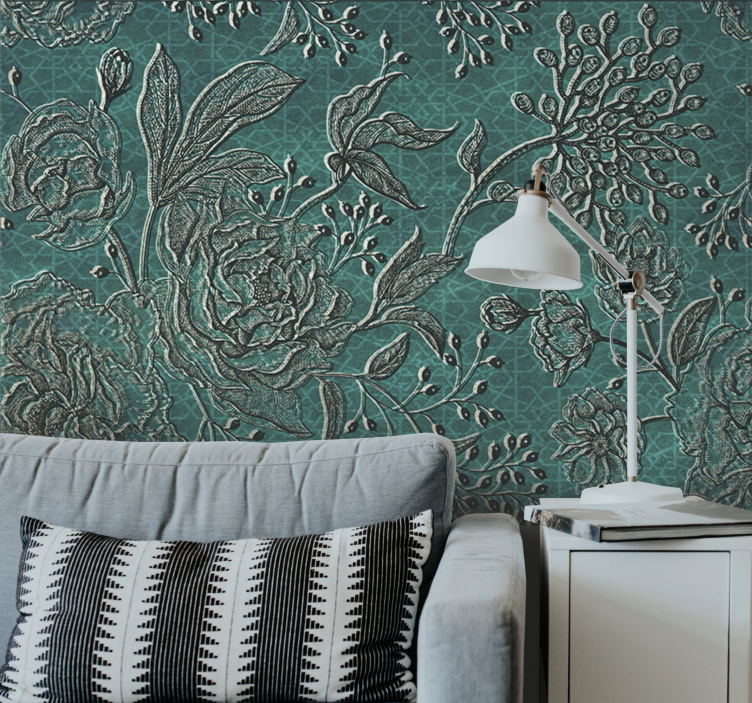 Flower mural with detailed floral design - TenStickers