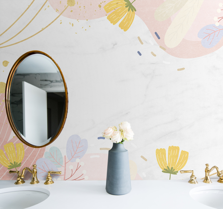 Flower mural with floral pattern accents - TenStickers
