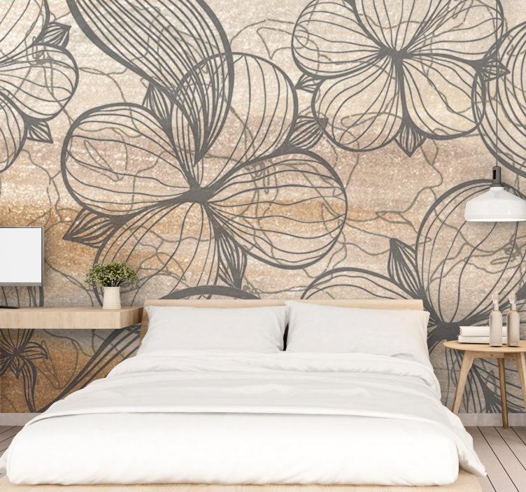 Flower mural with graceful floral designs - TenStickers