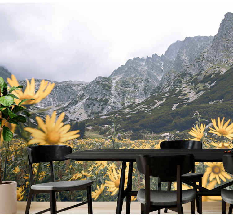 Flower mural yellow flower meadow - TenStickers