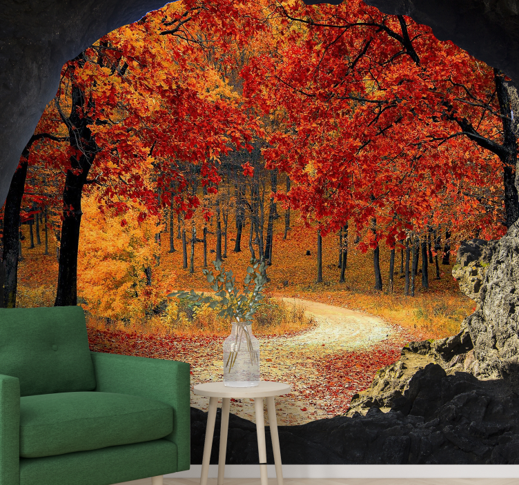 Forest views in autumn from wall mural - TenStickers