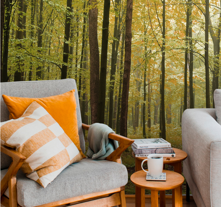 Forest wall mural autumn woodland scene - TenStickers