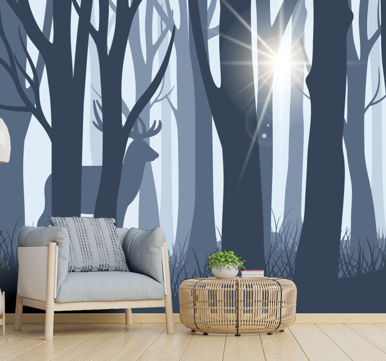 Forest wall mural tranquil woodland landscape - TenStickers