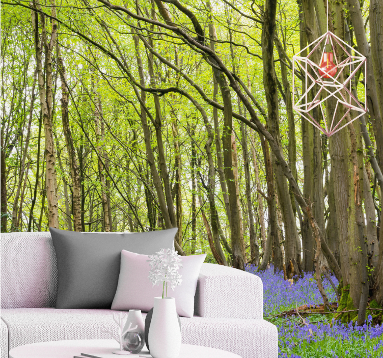 Forest wall mural vibrant green trees - TenStickers