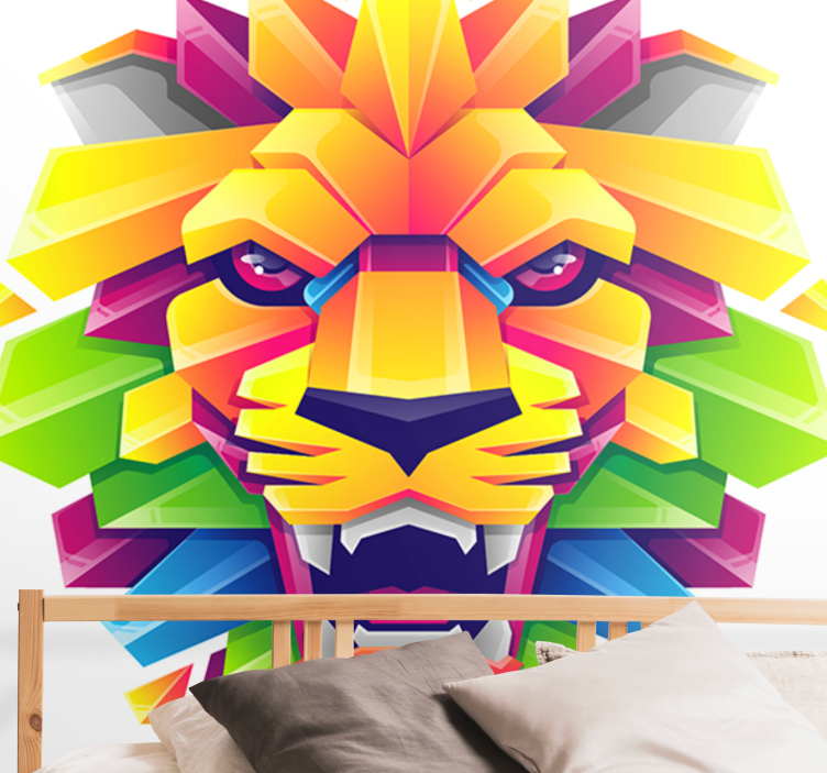 Geometrical Rainbow Lion modern wall mural - TenStickers