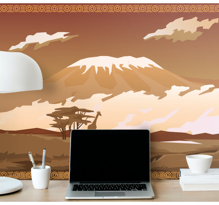 Hand drawing mountain africa wall mural - TenStickers