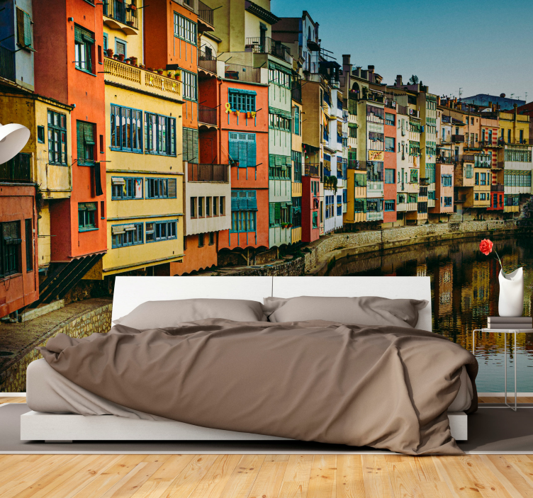 Girona colorful houses wall mural - TenStickers