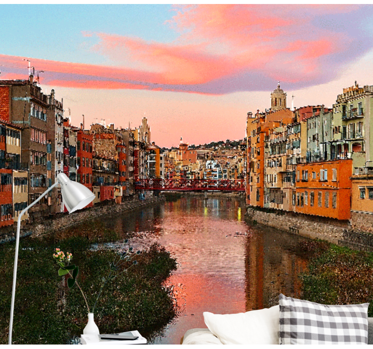 Girona views in the evening wall mural - TenStickers