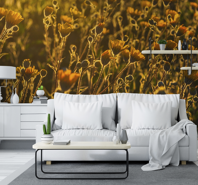 Golden Blooming Flora flower mural - TenStickers