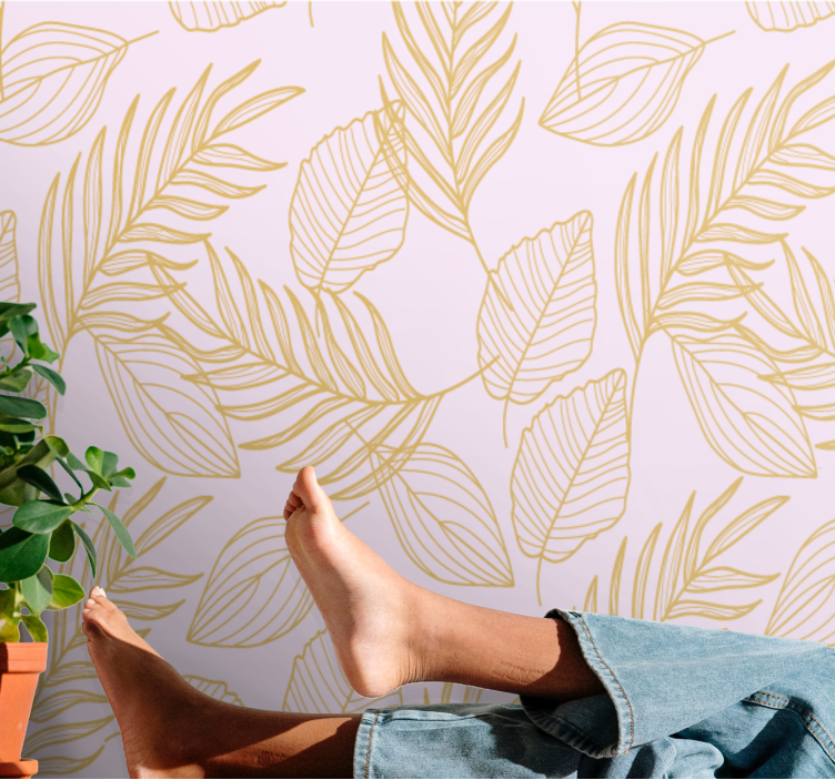 "Boho" leaves pattern abstract wall murals - TenStickers