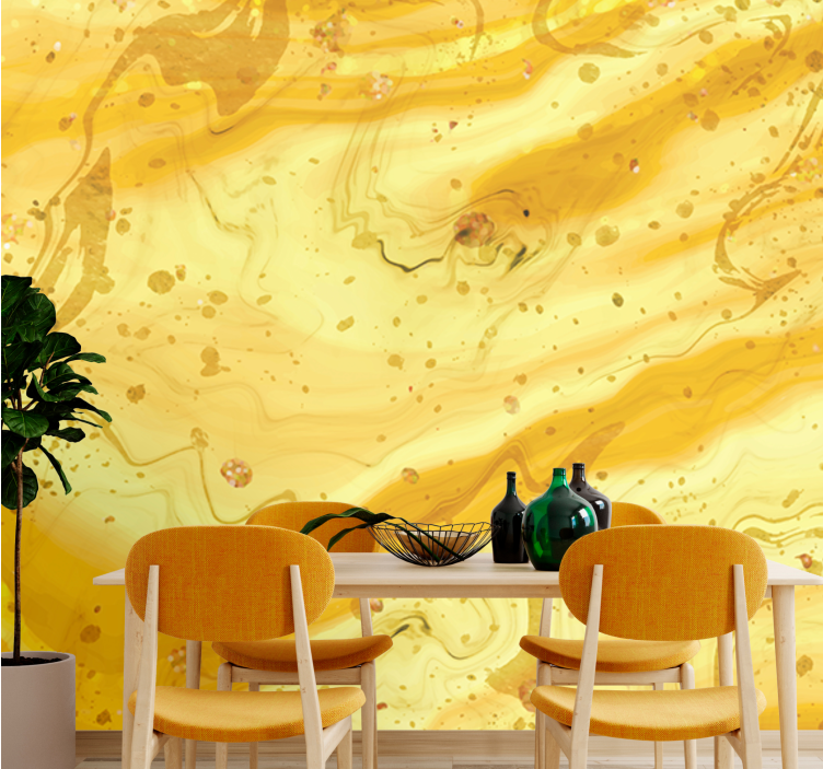 Golden marble swirls texture wall mural - TenStickers