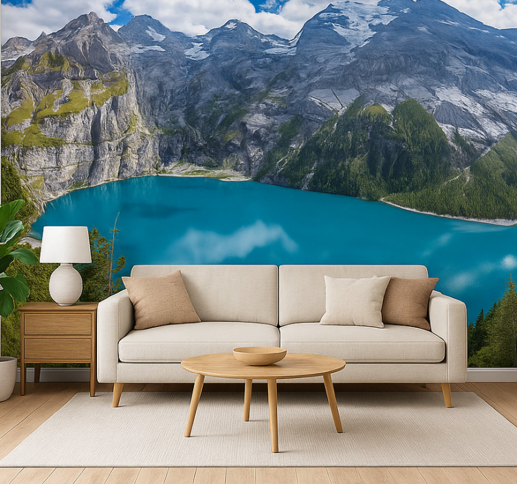 Golden Sunset Mountains mountain wall mural - TenStickers